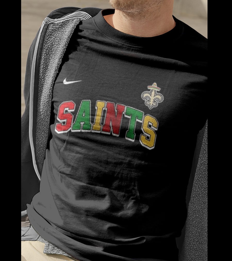 New Orleans Saints Cinco De Drinko Bitchachos Skeleton Fiesta Fleur De Lis Sombrero T-Shirt