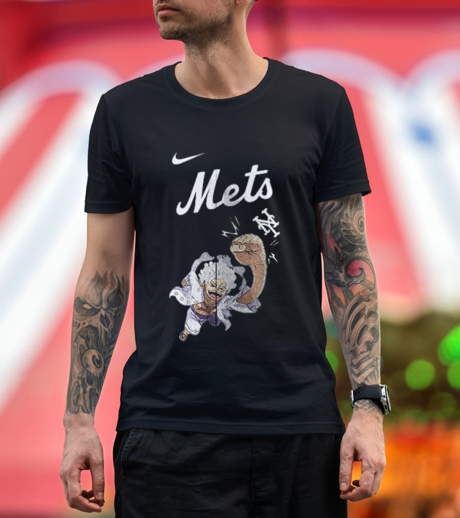 New York Mets X One Piece Luffy Nike Collaboration T-Shirt