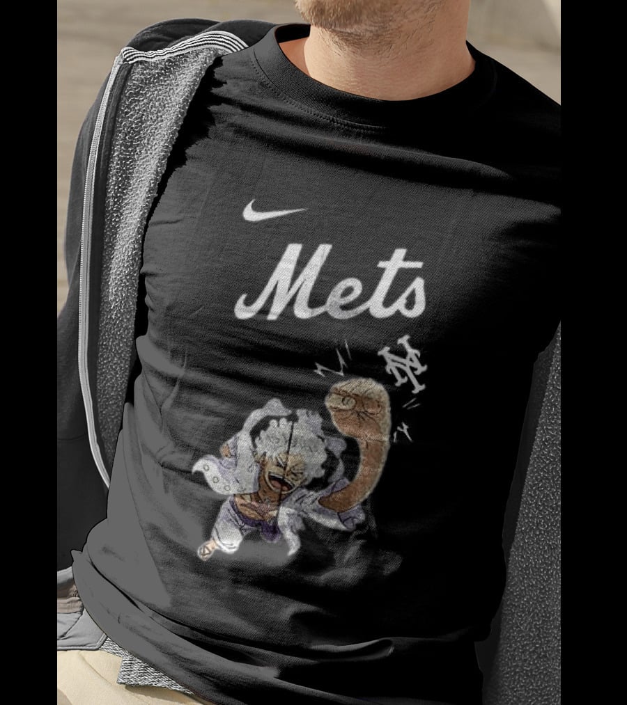 New York Mets X One Piece Luffy Nike Collaboration T-Shirt