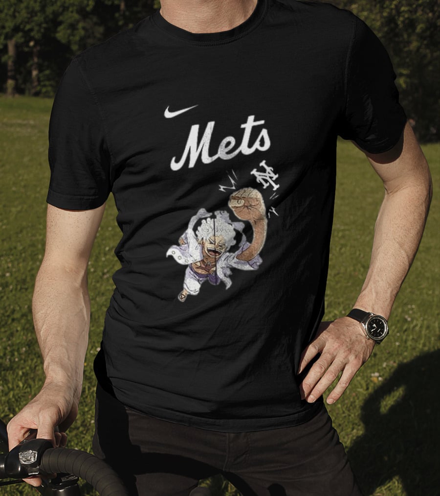 New York Mets X One Piece Luffy Nike Collaboration T-Shirt