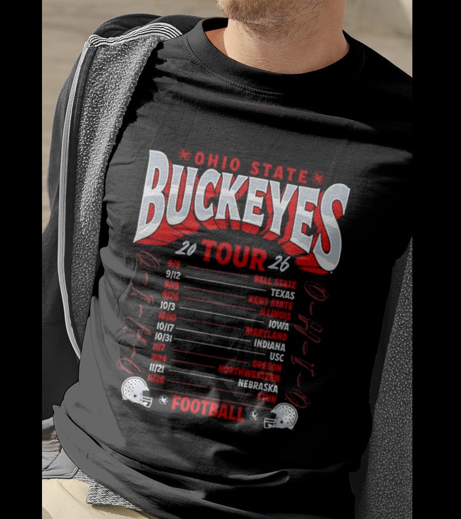 Ohio State Buckeyes 2026 Football Tour Schedule With Game Dates And Teams T-Shirt