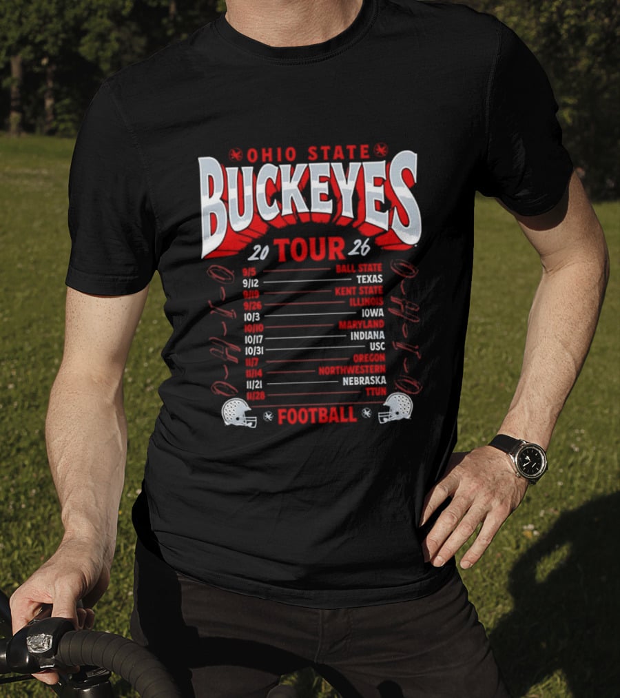 Ohio State Buckeyes 2026 Football Tour Schedule With Game Dates And Teams T-Shirt