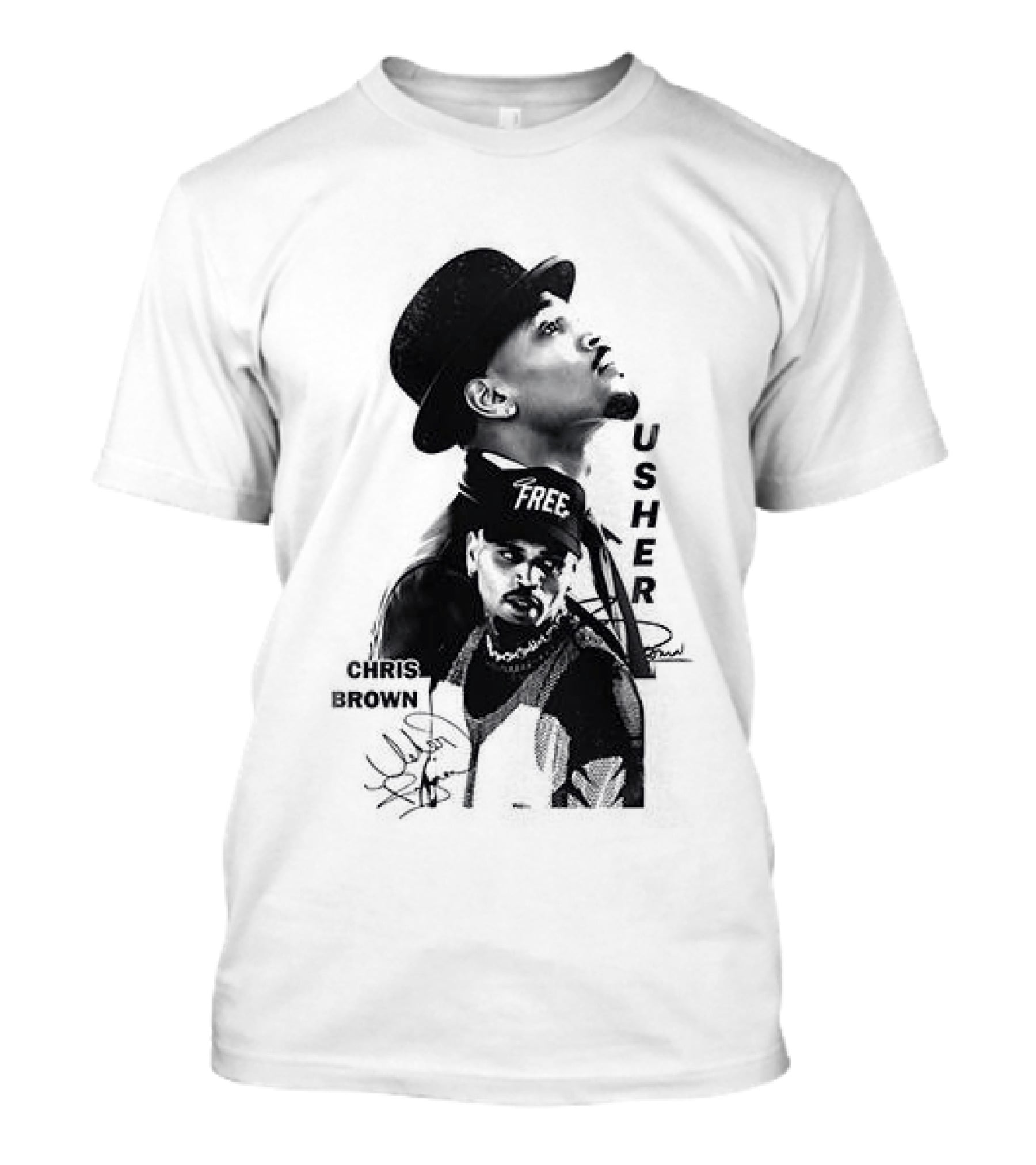 C Brown Usher R&B Tour Cartoon Characters And Signatures T-Shirt