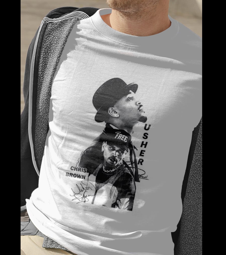 C Brown Usher R&B Tour Cartoon Characters And Signatures T-Shirt