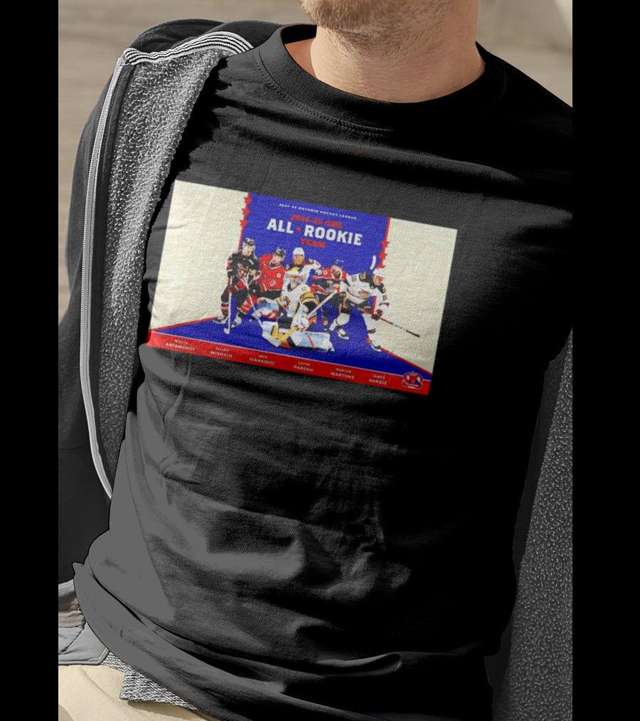 2024 25 OHL All Rookie Team Ontario Hockey League Nikita Artamonov Elijah Mishkin Jack Ivankovic Zayne Parekh Porter Martone James Hardie T-Shirt