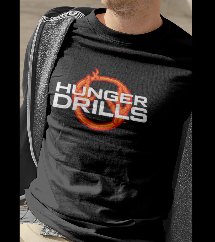 Hunger Drills Exercise Program Flaming Circle T-Shirt