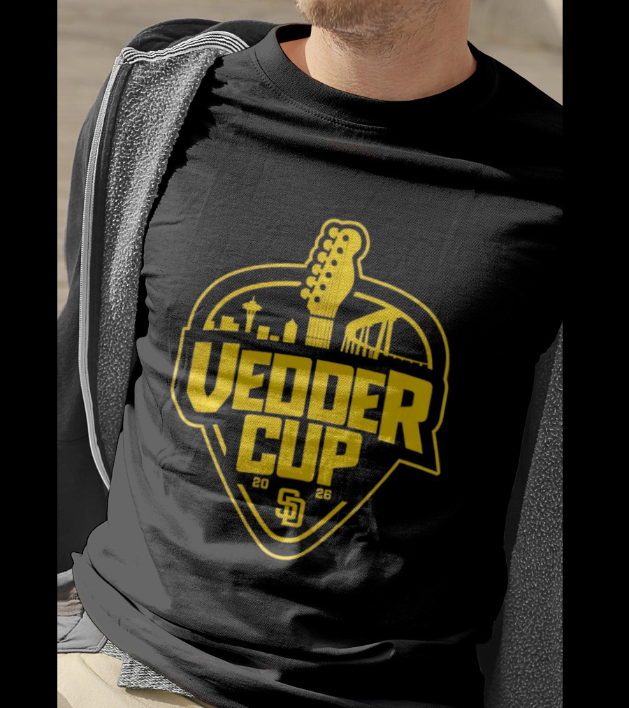 San Diego Padres 2026 Vedder Cup SD Baseball Event City Skyline Guitar T-Shirt