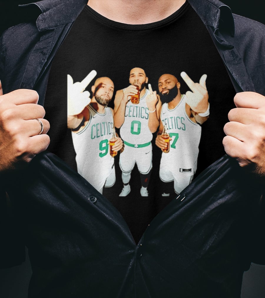 Boston Celtics Players Trinity Middle Finger Beers Humor T-Shirt