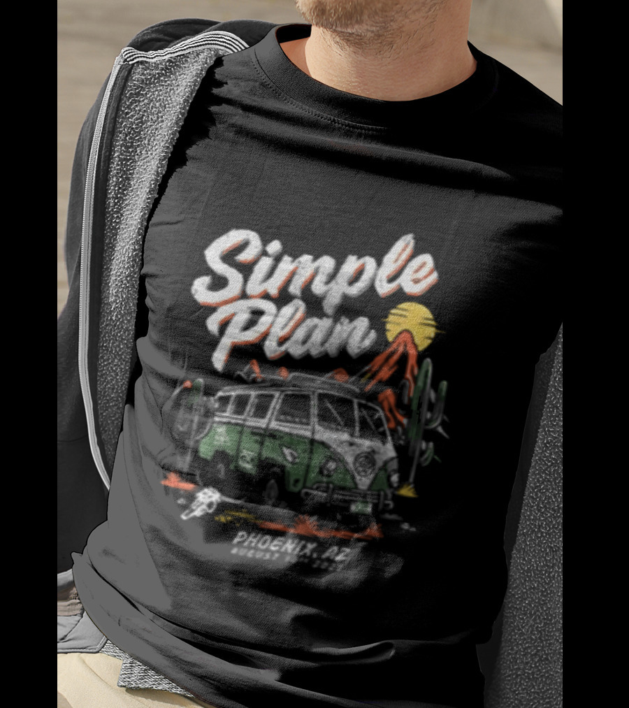 Simple Plan Bigger Than You Think Tour Vintage Van Scenic Desert Adventure T-Shirt