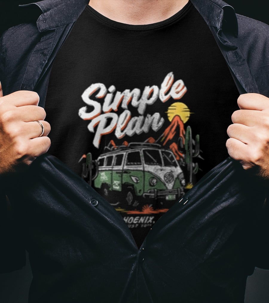 Simple Plan Bigger Than You Think Tour Vintage Van Scenic Desert Adventure T-Shirt