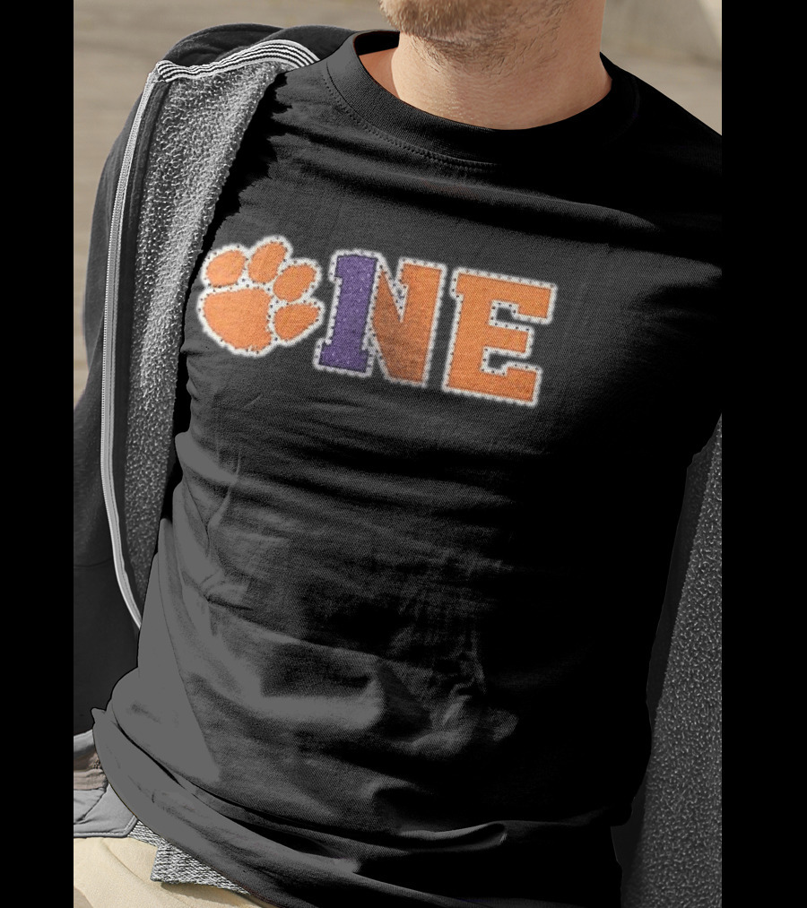 Clemson Tigers Paw Print One Orange Purple Team Spirit T-Shirt