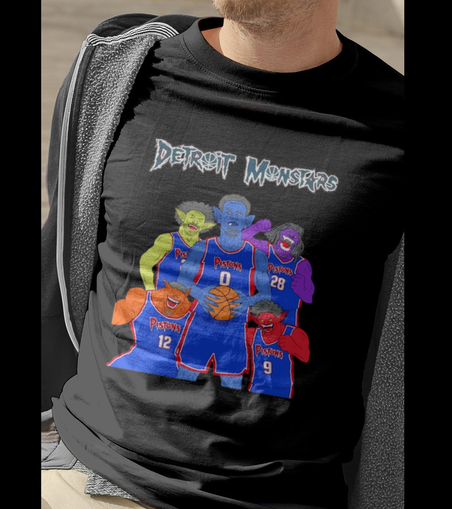 Detroit Pistons Monsters Space Jam Characters Basketball T-Shirt