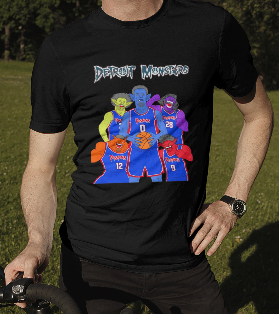 Detroit Pistons Monsters Space Jam Characters Basketball T-Shirt