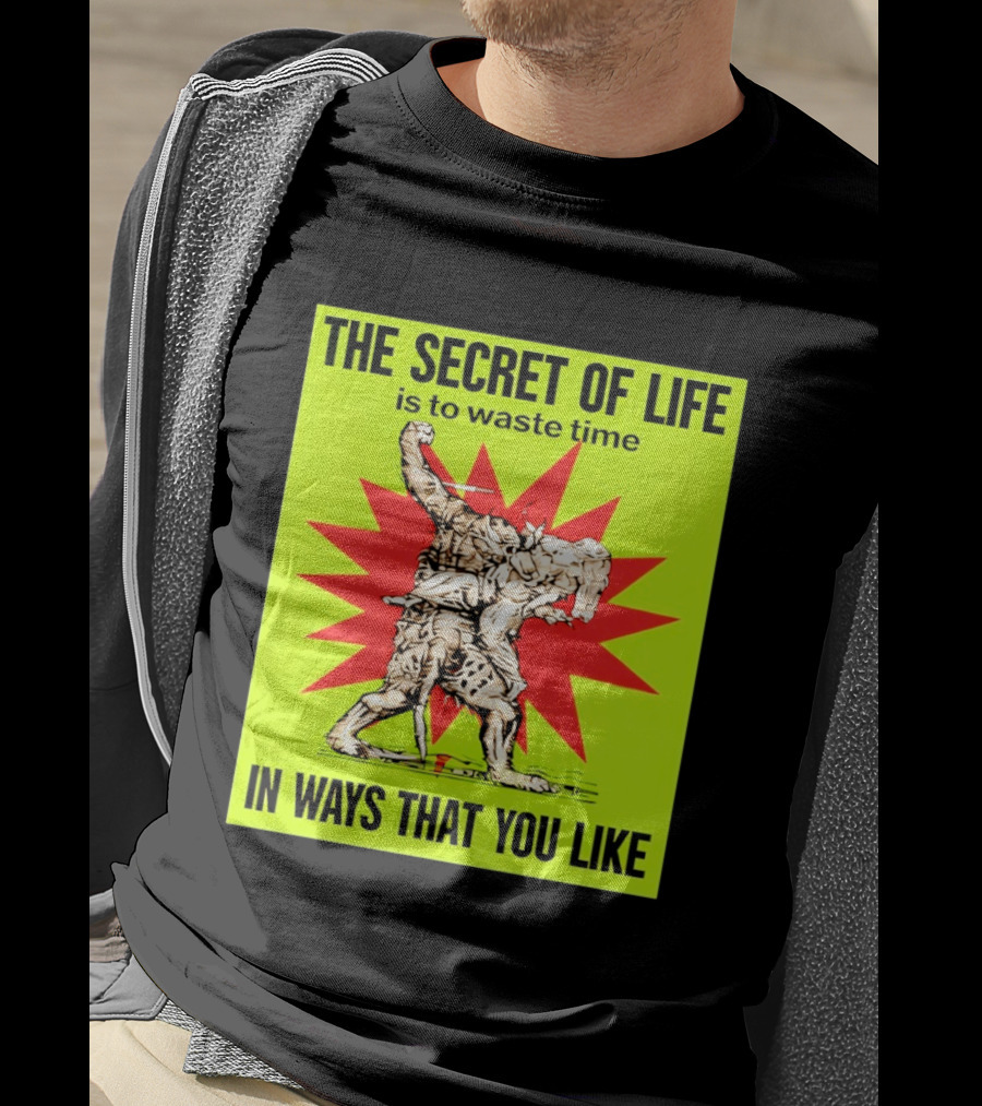The Secret Of Life Is To Waste Time In Ways That You Like Comic Style Red Burst T-Shirt