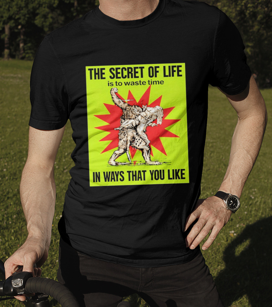 The Secret Of Life Is To Waste Time In Ways That You Like Comic Style Red Burst T-Shirt