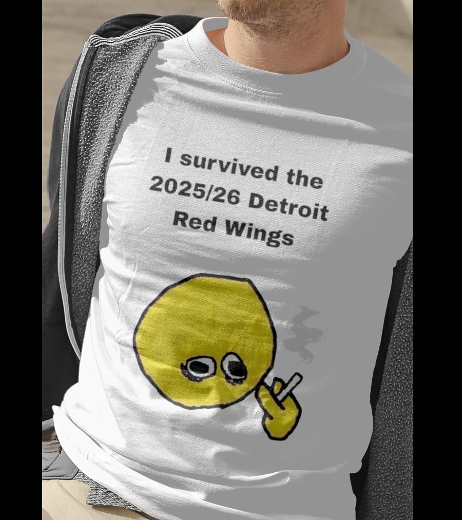 Smoking I Survived The 2025 26 Detroit Red Wings Yellow Face Smoking T-Shirt