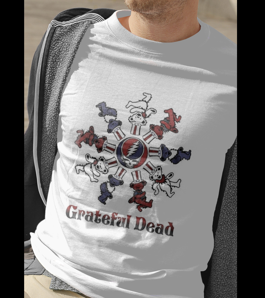 Grateful Dead Bears Dancing Around Steal Your Face Skull T-Shirt
