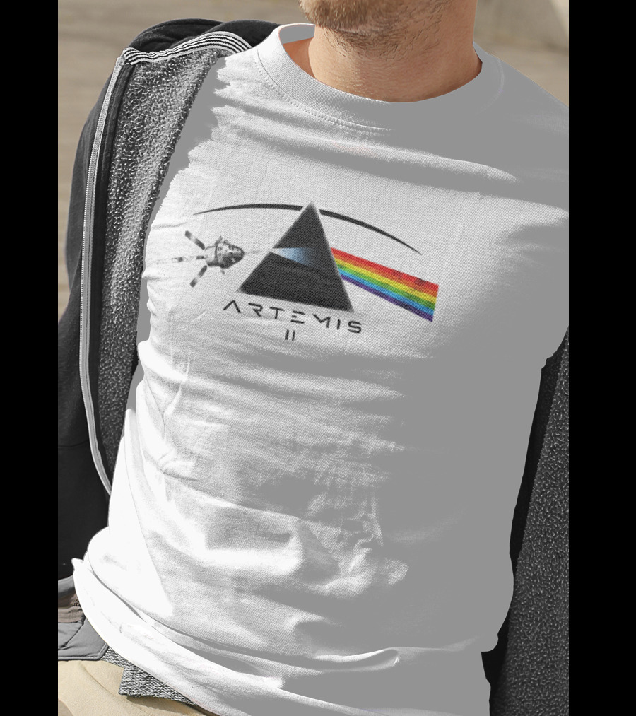 Artemis II Orion Space Program Dark Side Rainbow Triangle T-Shirt
