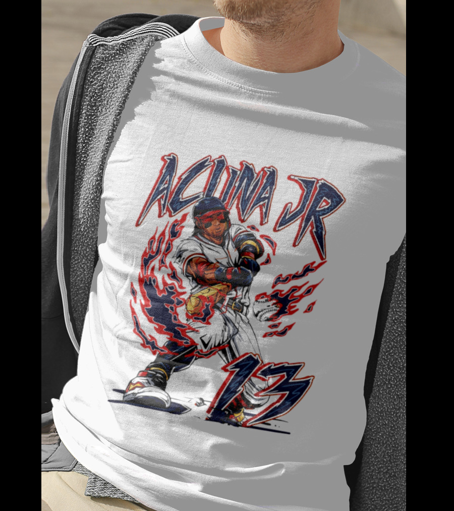 Ronald Acuna Jr Atlanta Braves 13 Hand Drawn Baseball T-Shirt