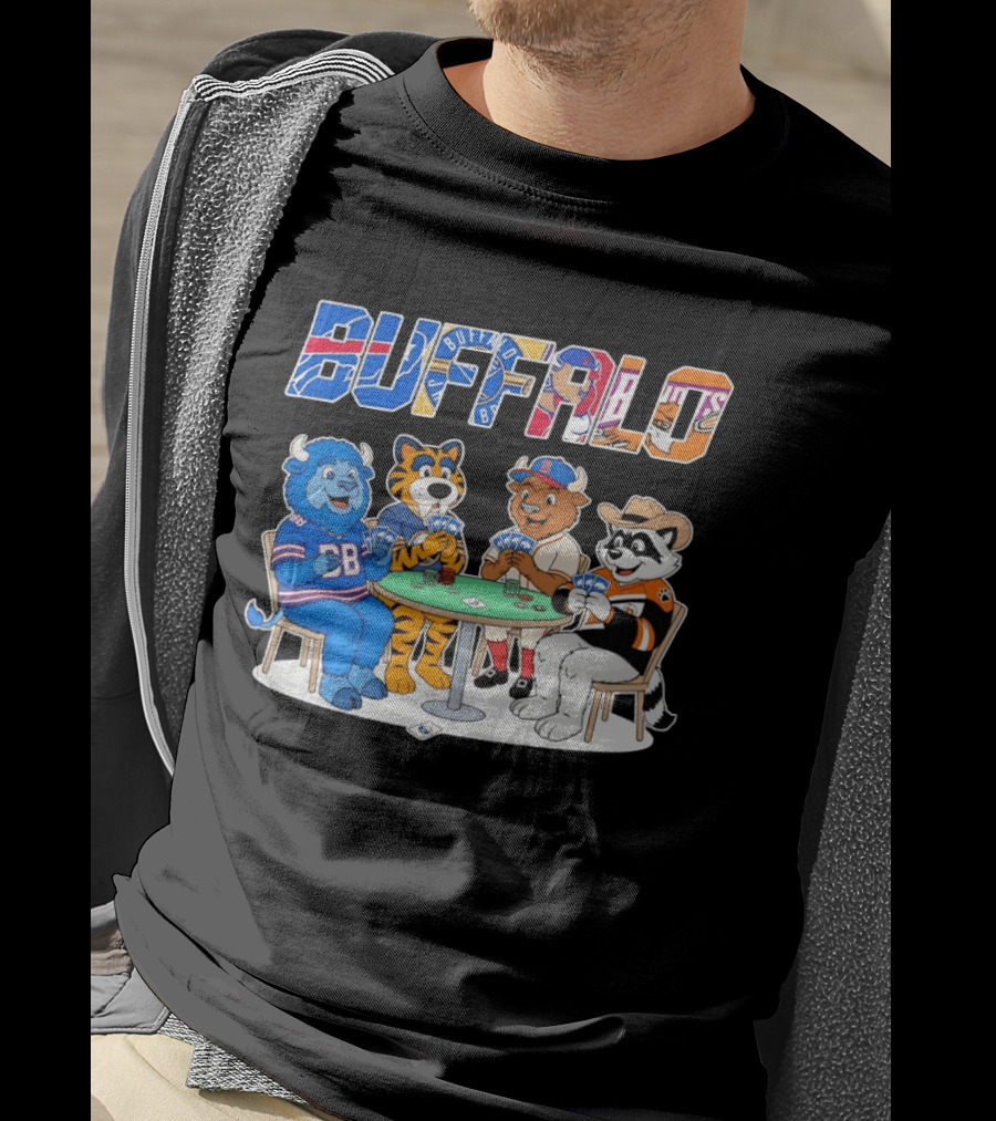Buffalo Bisons Sabres Bills Rocket City Trash Pandas Playing Card Characters T-Shirt