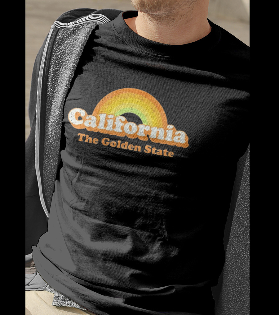 California The Golden State Retro Rainbow T-Shirt