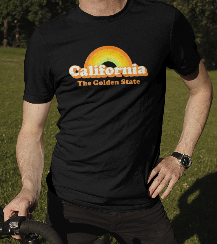 California The Golden State Retro Rainbow T-Shirt