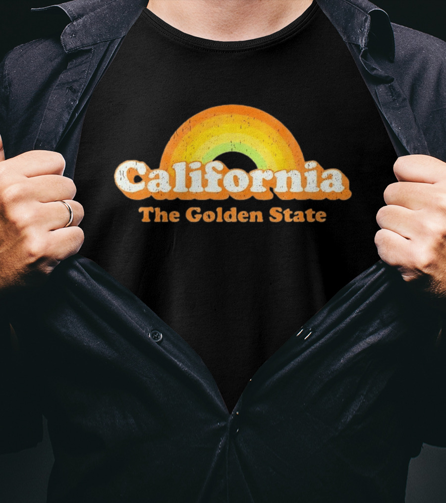 California The Golden State Retro Rainbow T-Shirt