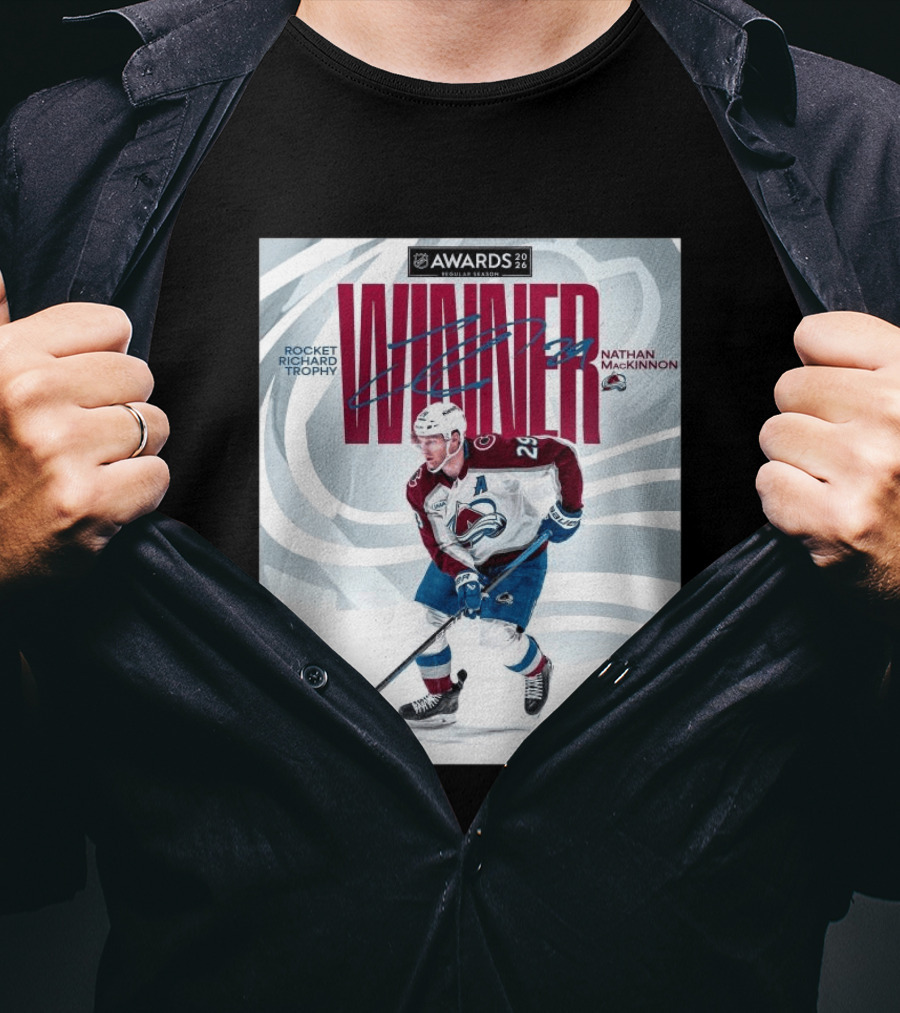 NHL 2026 Awards Rocket Richard Trophy Nathan MacKinnon Winner T-Shirt