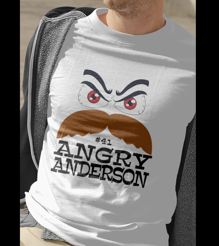 Angry Anderson #41 Big Face Brown Mustache Red Eyes T-Shirt