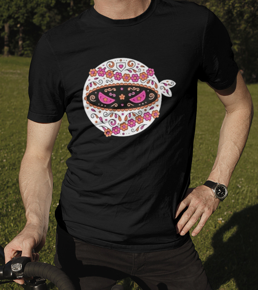 Dia De Los Muertos San Diego Padres Pitching Ninja Baseball Skull Floral T-Shirt