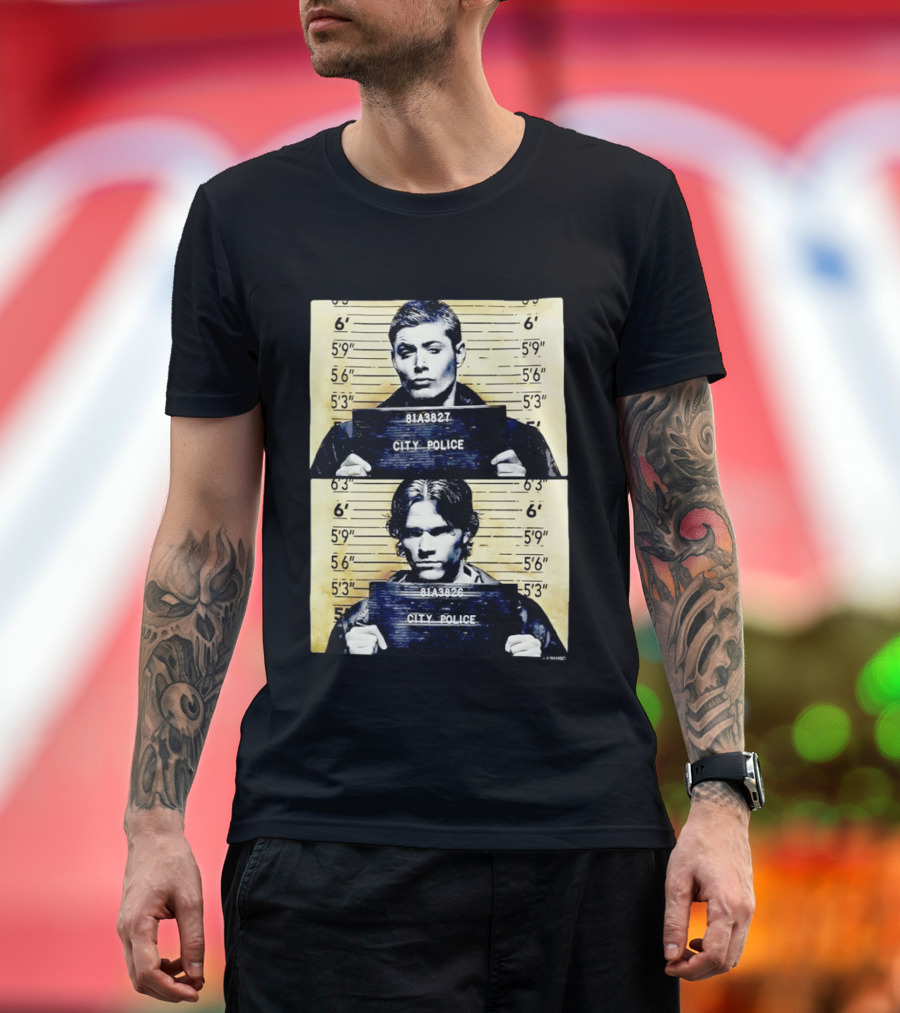 Supernatural Sam And Dean Winchester Shot City Police 81A3827 81A3826 T-Shirt