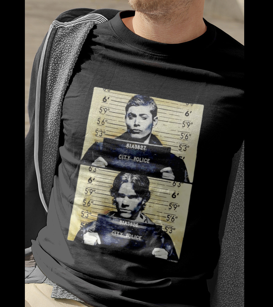 Supernatural Sam And Dean Winchester Shot City Police 81A3827 81A3826 T-Shirt