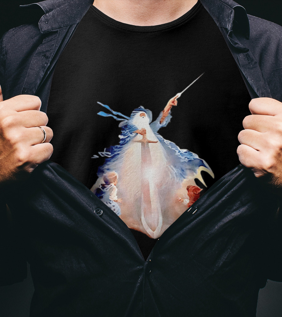 The Lord Of The Rings Gandalf And Hobbits Magic Sword Fantasy Scene T-Shirt