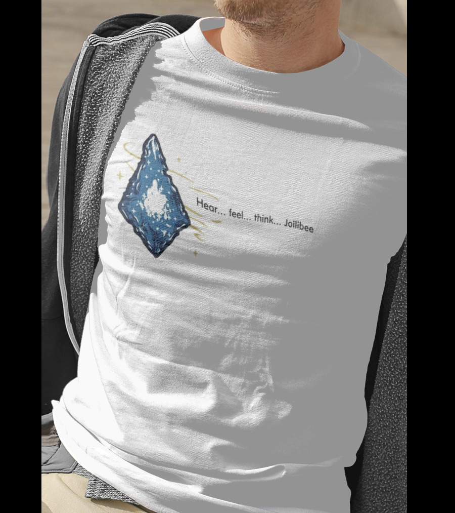 Hear Feel Think Jollibee Blue Crystal Stone T-Shirt