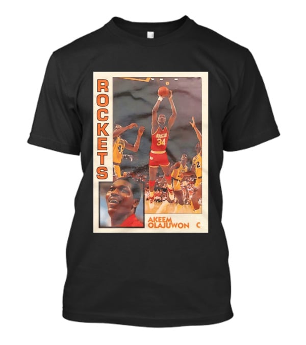 Hakeem Olajuwon Houston Rockets Vintage Basketball Card T-Shirt