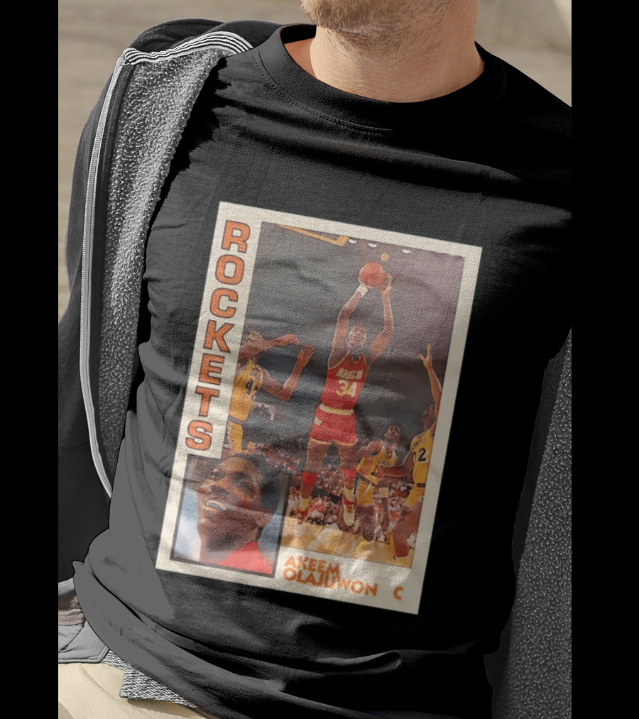 Hakeem Olajuwon Houston Rockets Vintage Basketball Card T-Shirt