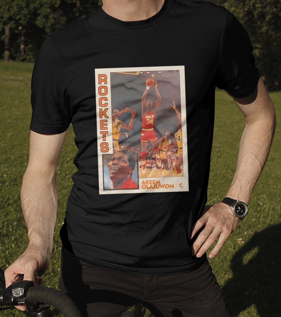 Hakeem Olajuwon Houston Rockets Vintage Basketball Card T-Shirt