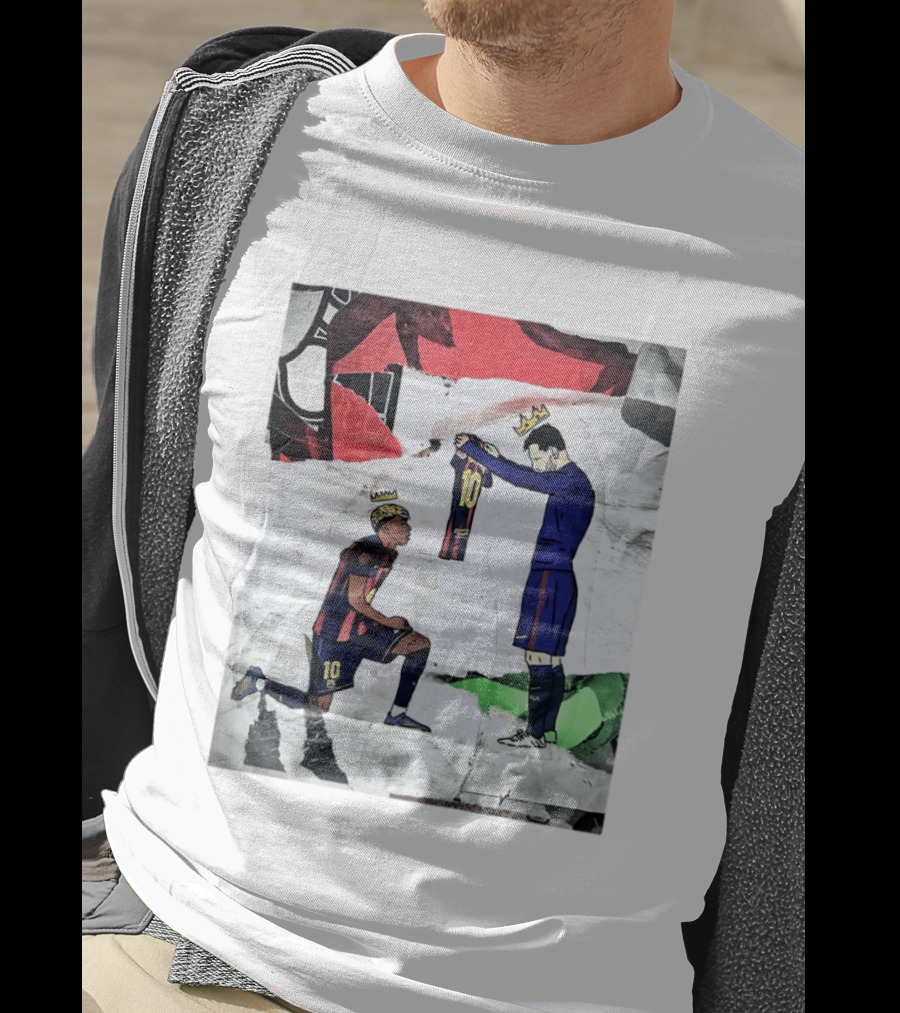 Lionel Messi Lamine Yamal Barcelona FC Art Collaboration T-Shirt