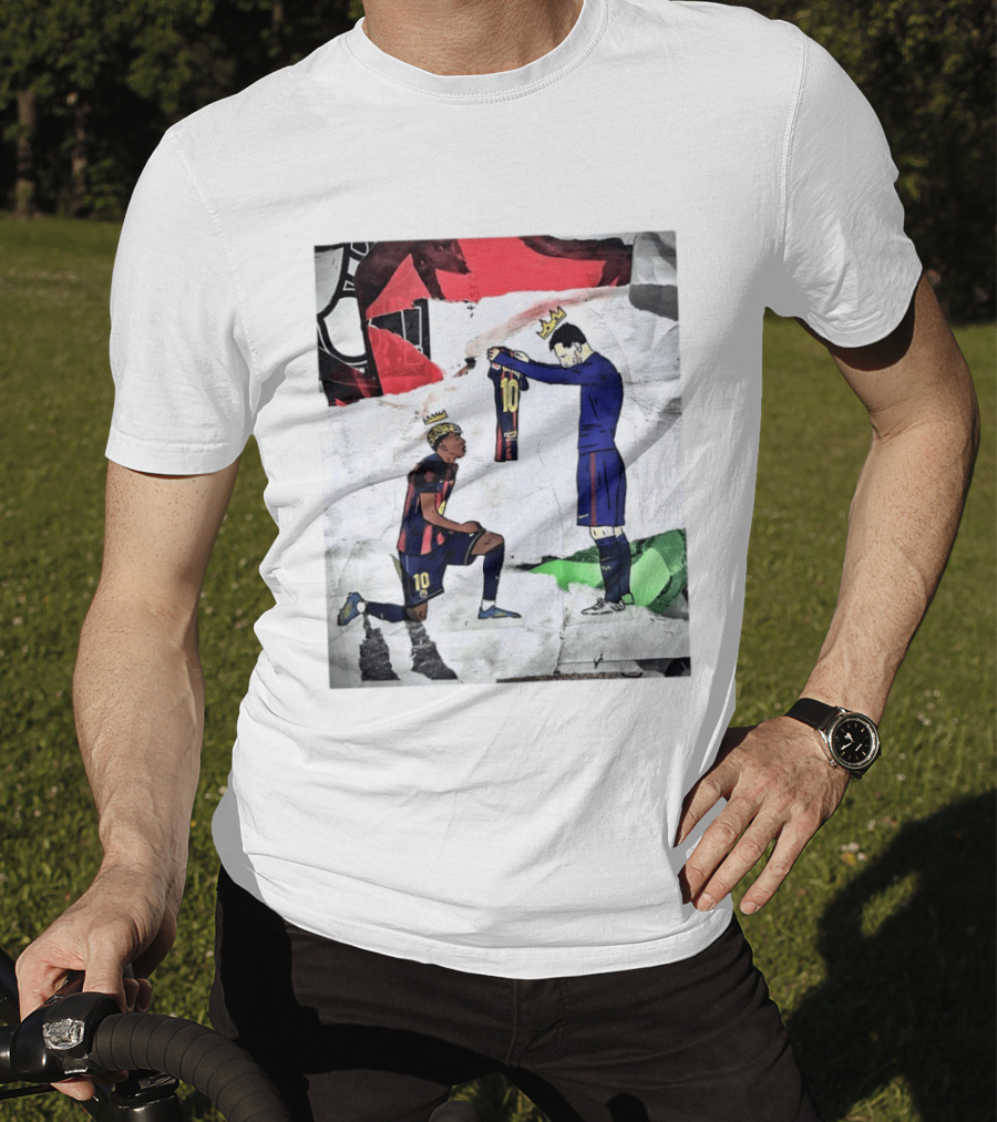 Lionel Messi Lamine Yamal Barcelona FC Art Collaboration T-Shirt