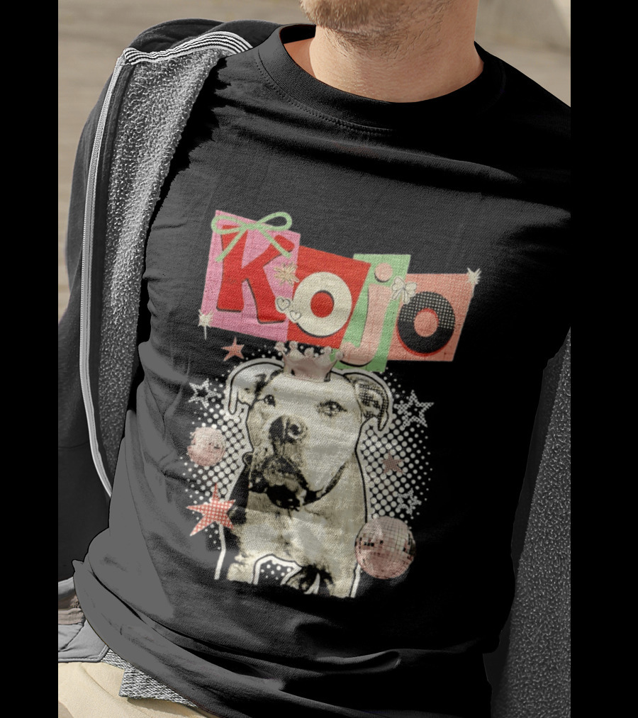 Kojo Dog Crown Retro Style Collage With Hearts And Stars T-Shirt