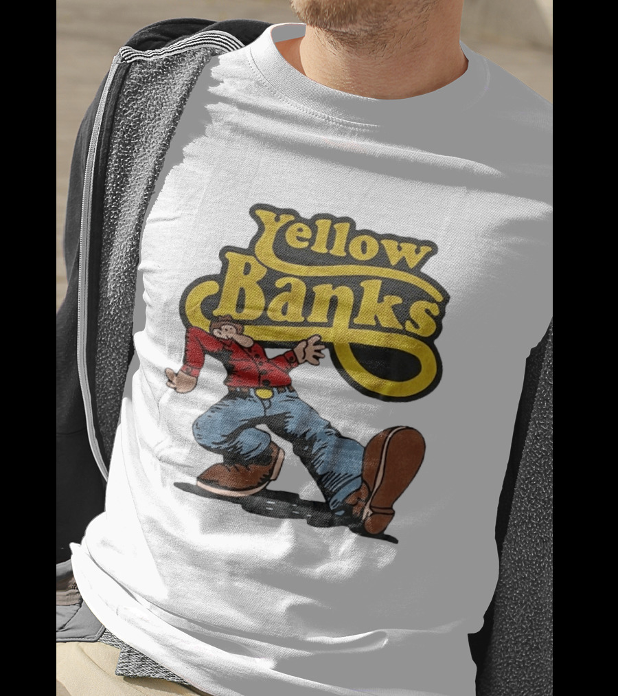 Yellow Banks Retro Cartoon Style Fun T-Shirt