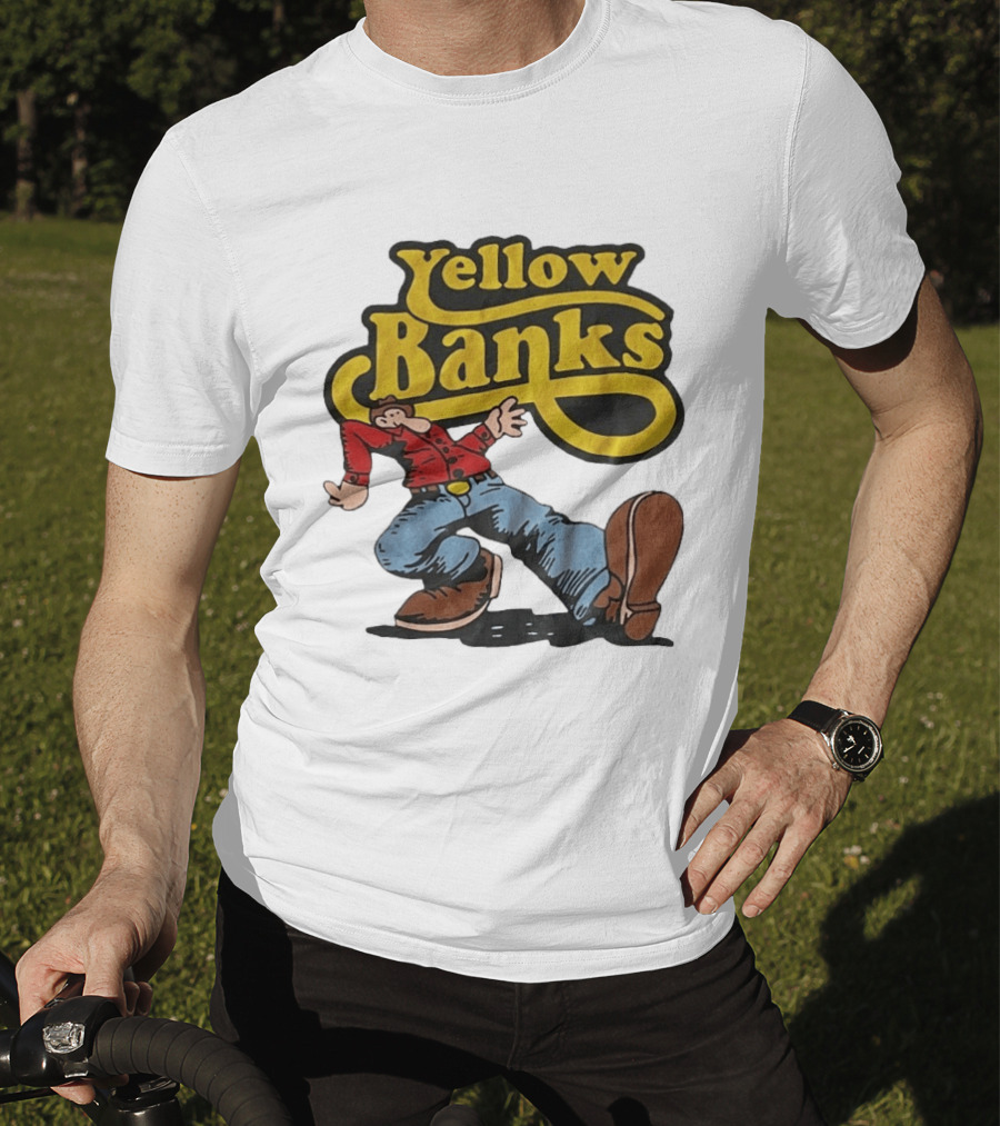Yellow Banks Retro Cartoon Style Fun T-Shirt