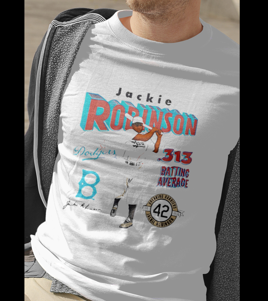 Jackie Robinson Dodgers Breaking Barriers 42 .313 Batting Average T-Shirt