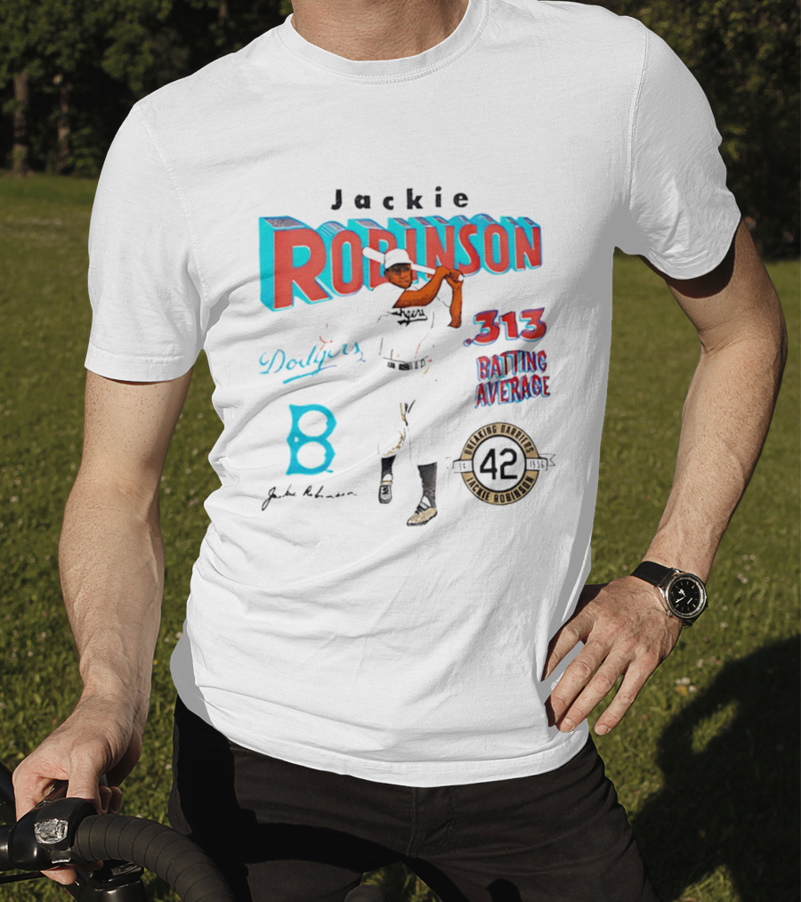 Jackie Robinson Dodgers Breaking Barriers 42 .313 Batting Average T-Shirt