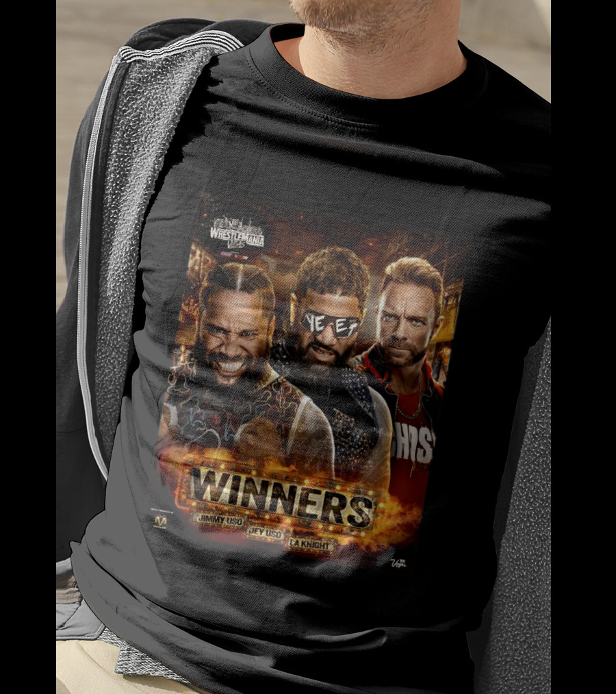 WWE WrestleMania 42 Winners Jimmy Uso Jey Uso LA Knight T-Shirt