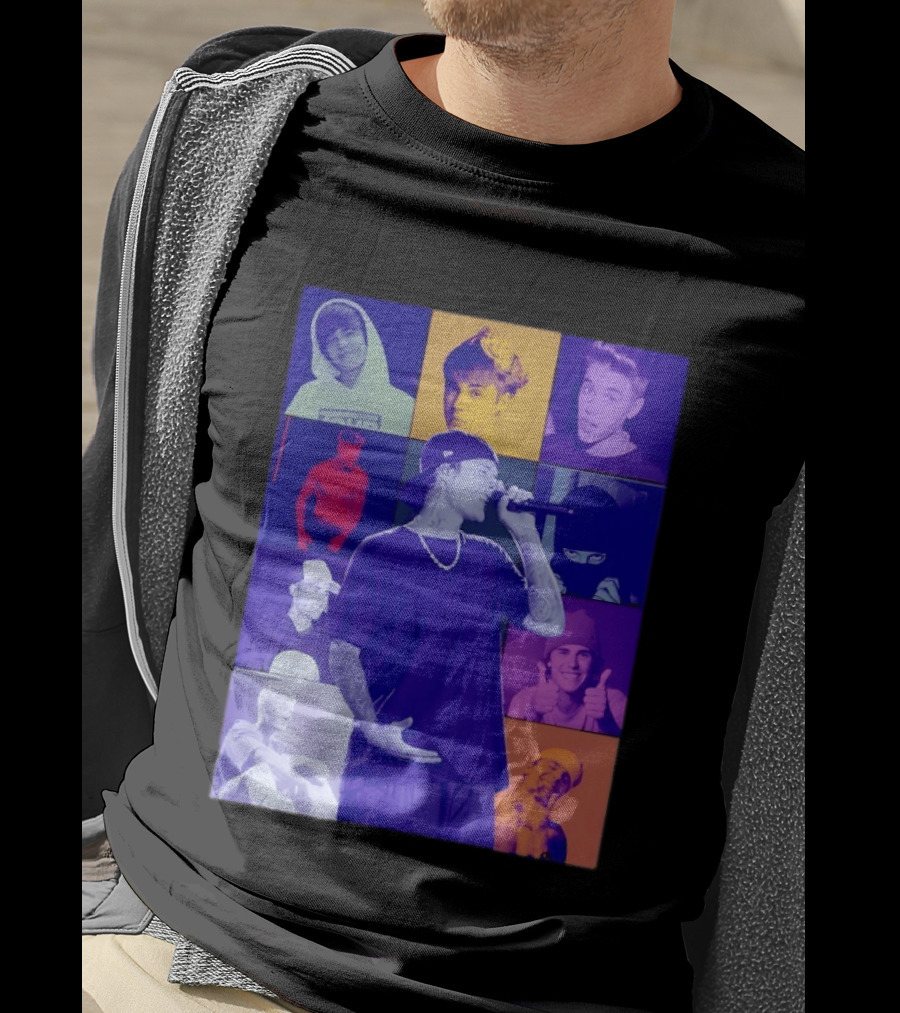 Justin Bieber The Eras Tour Concert Retro Photo Collage T-Shirt