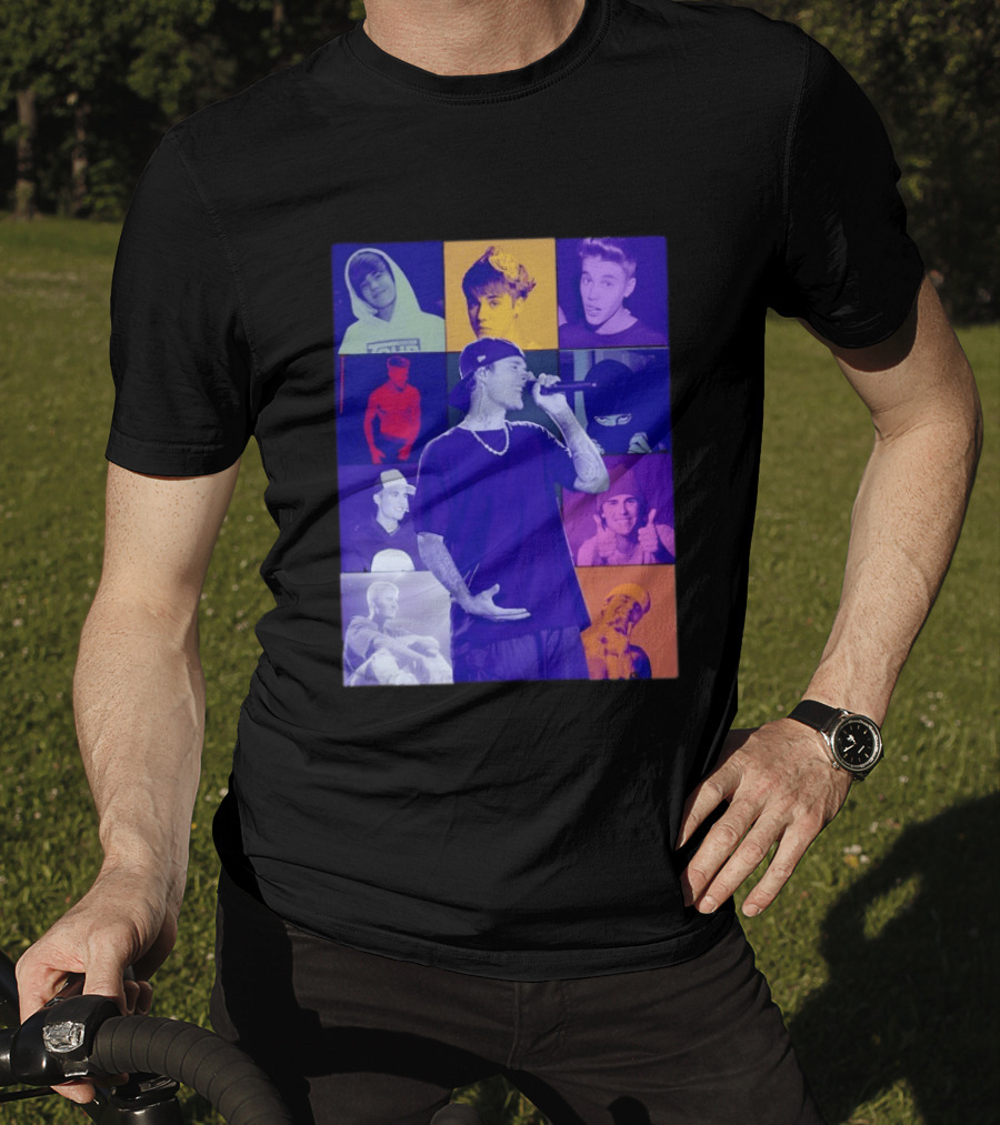 Justin Bieber The Eras Tour Concert Retro Photo Collage T-Shirt