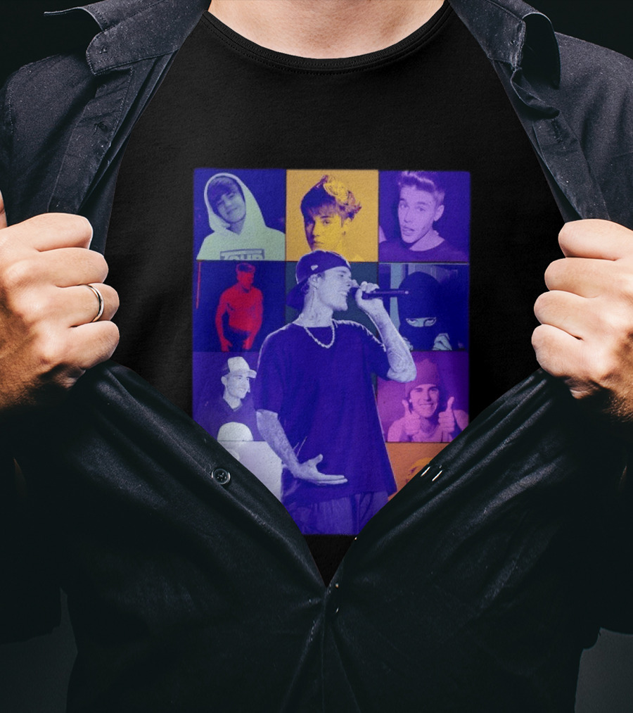 Justin Bieber The Eras Tour Concert Retro Photo Collage T-Shirt