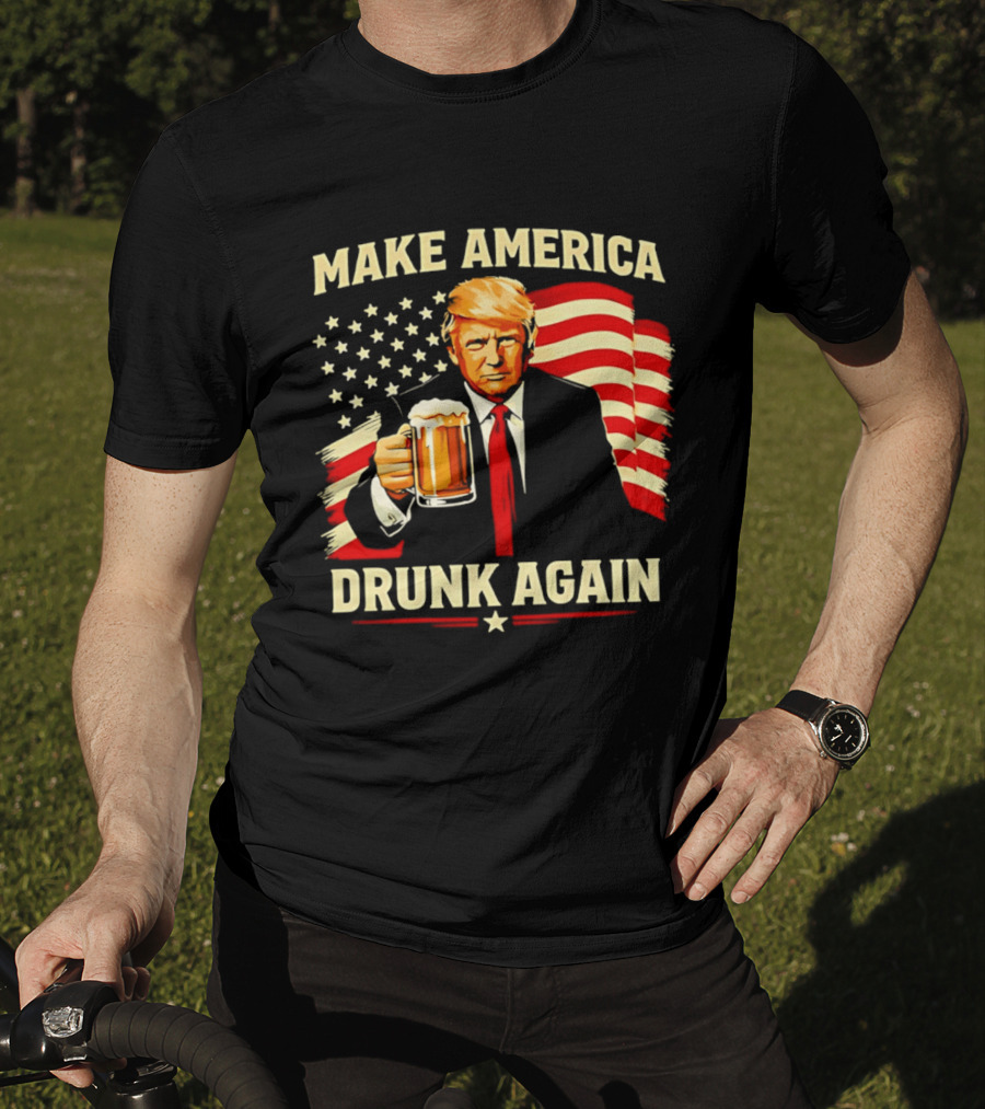 Patriotic Trump Make America Drunk Again Flag Beer T-Shirt