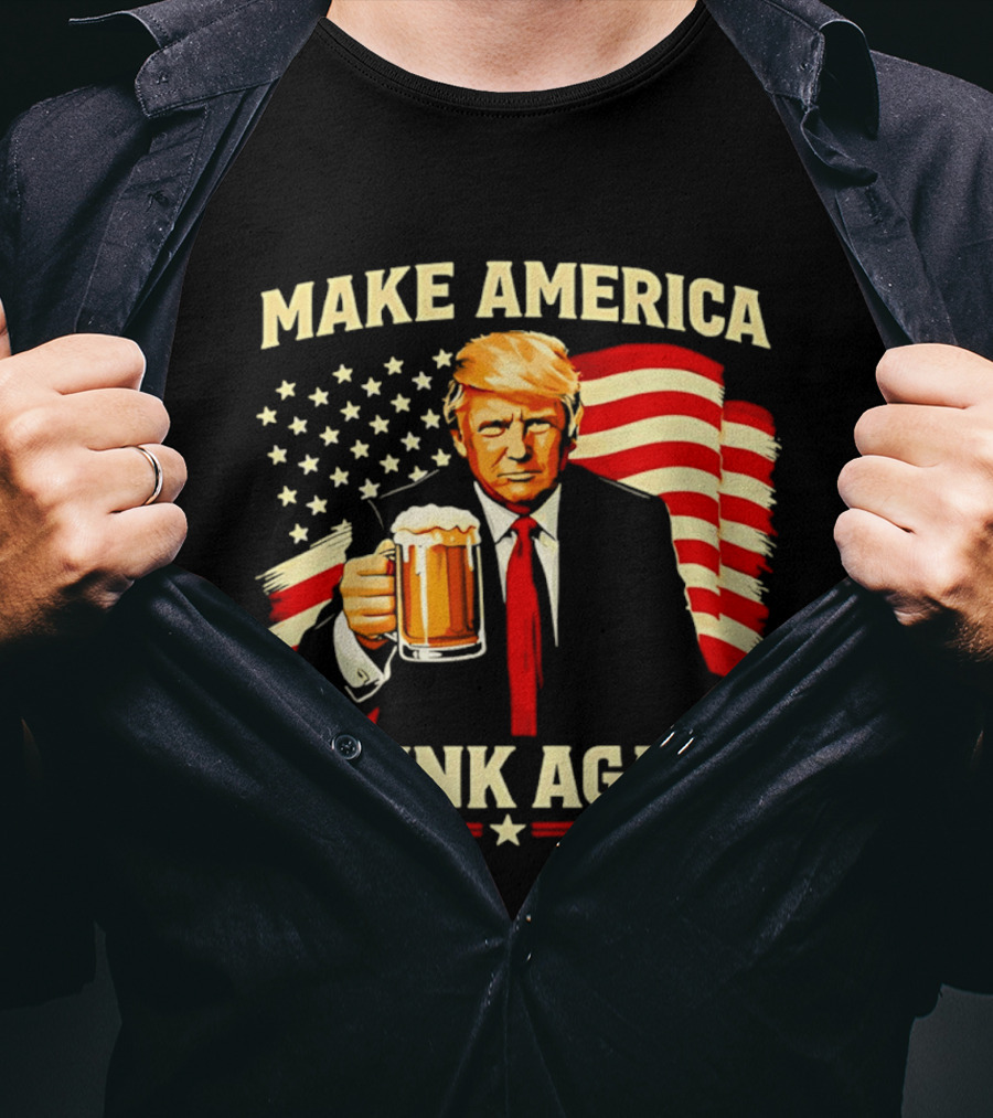 Patriotic Trump Make America Drunk Again Flag Beer T-Shirt